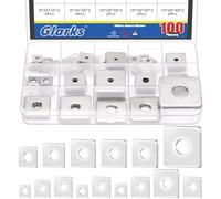 Glarks 100pcs M3 M4 M5 M6 M8 M10 M14 Square Washers Set, 15 Sizes 304 Stainless Steel Rectangular Plate Washer with Round Hole, Square-Shaped Washers Plate for Hardware Fixing