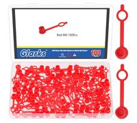 GLARKS 100pcs M6 Red Plastic Grease Zerk Fitting Caps Kit, Brake Bleeder Screw Caps with Retaining Rings, Grease Fitting Cap for Vehicles Machinery and Hydraulic Devices