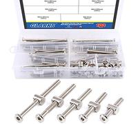 Glarks 100Pcs M6 x 40mm/50mm/60mm/70mm/80mm Hex Drive Socket Cap Furniture Barrel Screws Bolt Nuts Assortment Kit for Furniture, Cots, Babybeds, Crib, Chairs - Nickel Plated