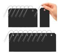 Glarks 101pcs Black 6 x 12cm Waterproof Writable Tags with String Set, PVC Shipping Tags, Heavy Duty Shipping Moving Tag, Blank Labeling Tag for Home, Office