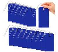 Glarks 101pcs Blue 8 x 16cm Waterproof Writable Tags with String Set, PVC Shipping Tags, Heavy Duty Shipping Moving Tag, Blank Labeling Tag for Home, Office