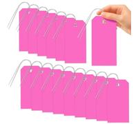 Glarks 101pcs Pink 8 x 16cm Waterproof Writable Tags with String Set, PVC Shipping Tags, Heavy Duty Shipping Moving Tag, Blank Labeling Tag for Home, Office
