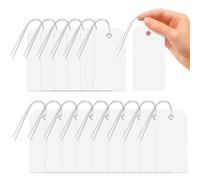Glarks 101pcs White 6 x 12cm Waterproof Writable Tags with String Set, PVC Shipping Tags, Heavy Duty Shipping Moving Tag, Blank Labeling Tag for Home, Office