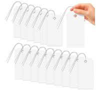 Glarks 101pcs White 8 x 16cm Waterproof Writable Tags with String Set, PVC Shipping Tags, Heavy Duty Shipping Moving Tag, Blank Labeling Tag for Home, Office