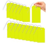 Glarks 101pcs Yellow 8 x 16cm Waterproof Writable Tags with String Set, PVC Shipping Tags, Heavy Duty Shipping Moving Tag, Blank Labeling Tag for Home, Office