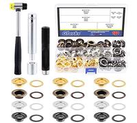 Glarks 102Pcs 12MM 4 Colors Metal Thicken Grommet Eyelets with Punch and Hammer for Canvas, Bead Cores, Tarp, Clothes