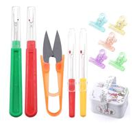 Glarks 106Pcs Seam Rippers Kit, 4Pcs Seam Rippers, 1Pc Thread Snips, 100Pcs Multipurpose Sewing Clips Assorted Colors with a Cute Tin Box for Decoration, Craft and Sewing Tool