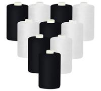 Glarks 10pcs 1000M Black and White Sewing Thread Kit, Polyester Threads, Handy Polyester Sewing Threads, Embroidery Thread, Sewing Machine Threads for Sewing Beginners, Hand Stitching & Quilting