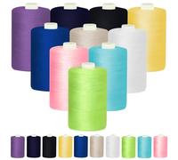 Glarks 10pcs 1000M Colorful Sewing Thread Kit, Polyester Threads, Handy Polyester Sewing Threads, Embroidery Thread, Sewing Machine Threads for Sewing Beginners, Hand Stitching & Quilting