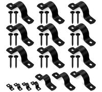 Glarks 10pcs 30mm Pipe Strap Clamp, Black Carbon Steel 2 Hole Strap Heavy Duty Rigid Pipe Strap U Bracket Tube Strap Cable Clamp Hanger Tension Tube Clip with Screw for Pipe Tube Cable Fixing