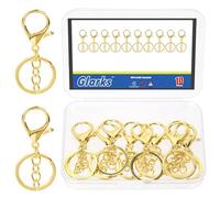 GLARKS 10pcs Gold Metal Lobster Claw Clasps with Chains and Key Rings Kit, 32mm Lanyard Snap Keychain Hook, Lobster Clasp Trigger Clips, Lobster Clasp Hook for DIY Bag, Key Ring, Craft Making