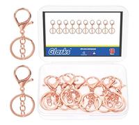 GLARKS 10pcs Rose-Gold Metal Lobster Claw Clasps with Chains and Key Rings Kit, 32mm Lanyard Snap Keychain Hook, Lobster Clasp Trigger Clips, Lobster Clasp Hook for DIY Bag, Key Ring, Craft