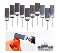 Glarks 10Pcs Sanding Drums Sleeves Polishing Rolls, Abrasive Grinding Head Sandpaper Bar Sticks, 180/240/320/400/600/800/1000/1200/1500/2000 Grit Cylinder Polishing Grinding Mounted Sanding Points