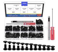 Glarks 110 Sets 6 Sizes Chicago Screws & Leather Rivets Kit, M5-12mm, Black for DIY Leather Craft Bookbinding