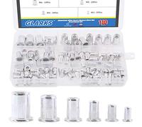 Glarks 110Pcs Aluminum Alloy M3 M4 M5 M6 M8 M10 Flat Head Metric Threaded Rivetnut Insert Nutsert Rivet Nut Assortment Kit