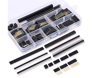 Glarks 112Pcs 2.54mm Male and Female Pin Connector Assortment Kit, 100pcs Stackable Shield and 12pcs Breakaway PCB Board Pin Header for Arduino Prototype Shield