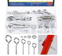 Glarks 116 Pcs 5 Sizes Eye Bolt Screw Assortment Kit, Stainless Steel Welded Closed Eye Bolts Heavy Duty Threaded Bolts with Nuts for Indoor and Outdoor Hanging