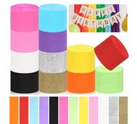 Glarks 12 Rolls 82ft Crepe Paper Streamers 12 Colors Party Paper Streamers for Birthday Engagement Wedding Baby Bridal Shower Valentines Lilac Theme Party Decorations