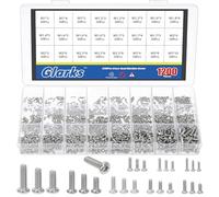 Glarks 1200pcs M1/M1.2/M1.4/M1.6/M1.7/M2/M2.5/M3 Silver Phillips Pan Head Machine Screws Kit, Carbon Steel Phillips Drive Machine Screws, Tiny Machine Screw Bolts for Eyeglasses, Home Appliances