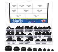 Glarks 120pcs 3/4/5/6/7/8/10/13/16mm Black Silicone Hole Plugs Kit, Reusable Round Hole Plug, Round Holes Caps, Rubber Holes Covers, Silicone Rubber Hole Plug for Bottle, Furniture Legs, Cabinets