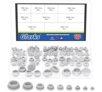 Glarks 120pcs 3/4/5/6/7/8/10/13/16mm Grey Silicone Hole Plugs Kit, Reusable Round Hole Plug, Round Holes Caps, Rubber Holes Covers, Silicone Rubber Hole Plug for Bottle, Furniture Legs, Cabinets