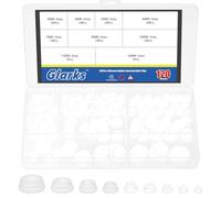 Glarks 120pcs 3/4/5/6/7/8/10/13/16mm White Silicone Hole Plugs Kit, Reusable Round Hole Plug, Round Holes Caps, Rubber Holes Covers, Silicone Rubber Hole Plug for Bottle, Furniture Legs, Cabinets