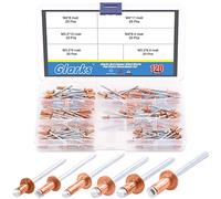 Glarks 120Pcs 6 Size Red Copper Blind Rivets Pop Rivets Assortment Set for Sheet Metal, Automotive, Railway, and Furnitures
