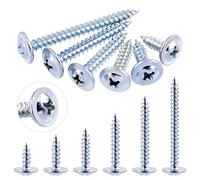 Glarks 120Pcs #8 x 1-1/4" Phillips Modified Truss Head Wood Screws, Blue Zinc Plated Carbon Steel Self Tapping Sheet Metal Screws Set