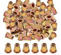 Glarks 120Pcs M10 Half Hex Body Flange Rivet Nuts Zinc Plated Carbon Steel Flat Head Threaded Insert Nut Rivnut Set (M10)