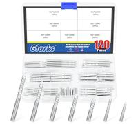 Glarks 120pcs M4 M6 Hanger Bolts Set 25mm 30mm 35mm 40mm 50mm 60mm Length Single Tip Double Headed Bolt Self-Tapping Screw Woodworking Dowel Screws for Connecting Wood