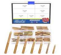 Glarks 120pcs M4 M6 Hanger Bolts Set 25mm 30mm 35mm 40mm 50mm 60mm Length Single Tip Double Headed Bolt Self-Tapping Screw Woodworking Dowel Screws for Connecting Wood