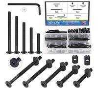 Glarks 120Pcs M6x40/50/60/70/80mm Black Hex Socket Cap Bolt and Barrel Nut Assortment Kit with a Allen Wrench for Crib Baby Bed Cots Furniture
