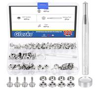 Glarks 122Pcs Canvas Snap Button Kit Stainless Steel Marine Grade Canvas and Upholstery Boat Cover Snap Button Fastener Kit with 2Pcs Setting Tool (40 Sets) - Black