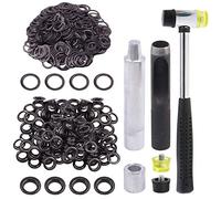 Glarks 124Pcs 1/2 Inch Gun-Black Grommets Eyelets with Tool Sets, 120Pcs Grommets Eyelets with 4Pcs Installation Tools for Fabric, Canvas, Curtain, Clothing, Leather Repair and Decoration