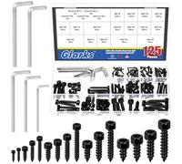 Glarks 125pcs M2/M3/M4/M5/M6 Black Hex Socket Head Cap Self-Tapping Screw Kit, 120pcs 16 Sizes Hexagon Socket Head Cap Wood Screws, 5pcs 5 Sizes Hex Wrench for Construction Carpentry