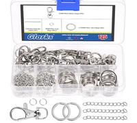 Glarks 125pcs Silver Keychain Making Kit, Keychain Craft Supplies Including Key Chain Clips with Chains, Lobster Claw Clasps, Key Rings and Jump Rings for Jewelry Craft Making