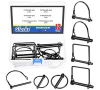 Glarks 12pcs 6/8/10mm Lynch Pins and Square & Arch Shapes Wire Lock Pins Set, 3 Styles Hitch PTO Pins, Towing PTO Shaft Hitch Pins, Wire Lock Trailers Pins for Mechanics, Cars