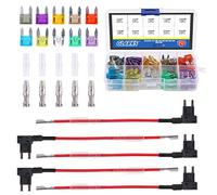 Glarks 12V 5 Pack Car Add-A-Circuit Fuse TAP Adapter Mini ATM APM Blade Fuse Holder with 120Pcs 2A 3A 5A 7.5 A 10A 15A 20A 25A 30A 35A Fuse Set, Total 130Pcs