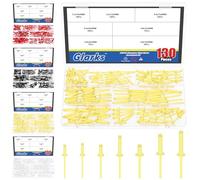 Glarks 130pcs 7 Sizes Yellow Aluminum Blind Rivets, Aluminum Grip Steel Mandrel Pop Rivet, Pop Rivets Assortment Kit, Large Flange Rivets for Metal, Furniture, Automotive