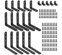 Glarks 130Pcs L Bracket Corner Brace Joint With Mounting Screws - Black Right Angle Bracket 20mm-125mm for Wood Chair, Bookshelf, Window, Furniture Cabinet