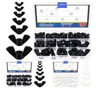 Glarks 130pcs M3/M4/M5/M6/M8/M10/M12 Black Wing Nuts Assortment Kit, Nylon Butterfly Nuts, Hand Twist Tighten Hardware Nut, Wingnuts Fasteners Parts for Machinery, Manufacture, Industries, Hardware