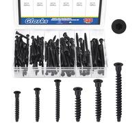 Glarks 130pcs M5 x 35/40/50mm M7 x 40/50/70mm Black Confirmat Screws Kit, Carbon Steel Hex Socket Drive Self-Tapping Screw, Hex Socket Furniture Screws for Cabinet, Chairs