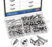Glarks 135Pcs M6 x 12mm/16mm/20mm/25mm/30mm/40mm 304 Stainless Steel Phillips Truss Head Sheet Metal Tek Screws Assortment Kit, 6 Size Metric Pan Head Self Tapping Wood Screws Set
