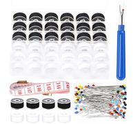Glarks 138pcs Black&White Prewound Bobbins Sewing Thread Kit, 36pcs Prewound Bobbin Thread, 100pcs Sewing Pins with 2pcs Sewing Tools, Sewing Machine Bobbin Threads for Sewing Machine