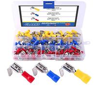 Glarks 140pcs 22-16/16-14/12-10 Gauge Semi-Insulated Piggy Back Spade Quick Splice Crimp Terminals Connectors Assortment Kit