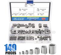 Glarks 140Pcs 304 Stainless Steel Metric M3 M4 M5 M6 M8 M10 M12 Wire Thread Inserts Steel Sheath Helical Type Coiled Wire Screw Repair Sleeve Assortment Kit