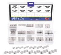 Glarks 140Pcs 8mm 10mm 12mm 16mm 20mm 25mm 30mm Key Stock Keystock Assortment kit, 16 Sizes 304 Stainless Steel Smooth Round Ended Feather Key Parallel Drive Shaft Keys Set