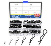 Glarks 145Pcs Carbon Steel Hairpin R Clips Kit 6 Size R Cotter Pins Assortment for Automotive, Mechanics, Car Garage, Power Equipment, Cars, Trucks, Lawn Mower, Small Engine Repair
