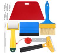 Glarks 14Pcs Wallpaper Tools, Wallpaper Smoothing Tool Kit with Squeegee, Seam Roller, Wallpaper Brush, Craft Knife, Tape Measure for Wallpaper Hanging, Contact Paper, Vinyl Application