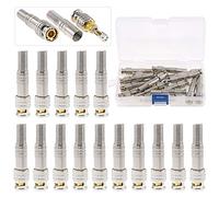 GLARKS 15 Pack BNC Male Coaxial Connectors RG59 RG6 Coaxial Terminal Gold-Plated Screw On Brass Adapter for CCTV Home Security Surveillance Camera RG59 RG6 Video Transmission Coax Cables